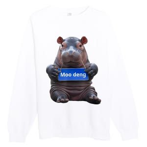 Cute Baby Pygmy Hippo Moo Deng Premium Crewneck Sweatshirt