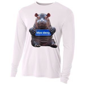 Cute Baby Pygmy Hippo Moo Deng Cooling Performance Long Sleeve Crew