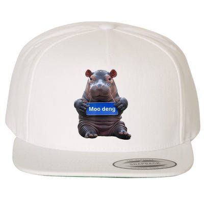 Cute Baby Pygmy Hippo Moo Deng Wool Snapback Cap