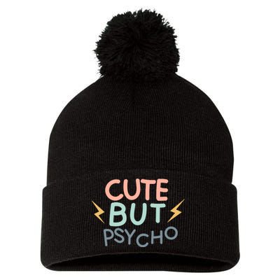 Cute But Psycho Pom Pom 12in Knit Beanie