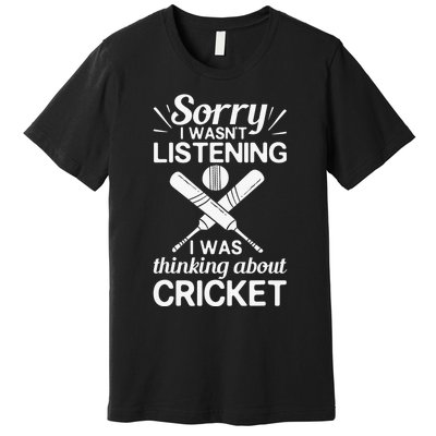 Cricket Bat Player Coach Ball Team Cricketer Wicket Premium T-Shirt