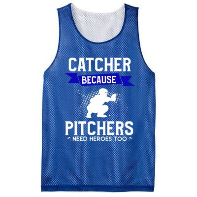 Catcher Because Pitchers Need Heroes Too Baseball Player Gift Mesh Reversible Basketball Jersey Tank