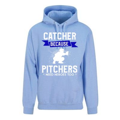 Catcher Because Pitchers Need Heroes Too Baseball Player Gift Unisex Surf Hoodie