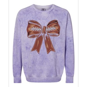 Coquette Bow Pumpkin American Football Autumn Thanksgiving Colorblast Crewneck Sweatshirt