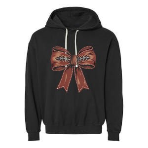 Coquette Bow Pumpkin American Football Autumn Thanksgiving Garment-Dyed Fleece Hoodie