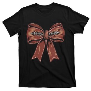 Coquette Bow Pumpkin American Football Autumn Thanksgiving T-Shirt