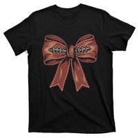 Coquette Bow Pumpkin American Football Autumn Thanksgiving T-Shirt