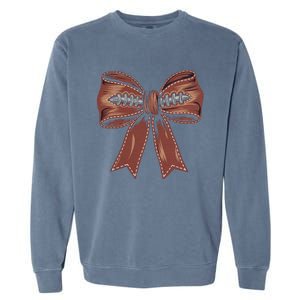 Coquette Bow Pumpkin American Football Autumn Thanksgiving Garment-Dyed Sweatshirt