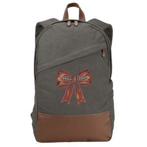 Coquette Bow Pumpkin American Football Autumn Thanksgiving Cotton Canvas Backpack