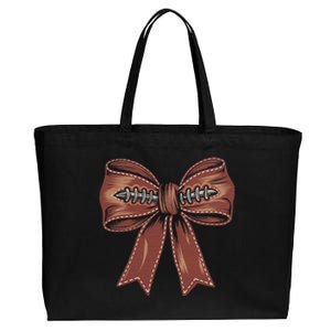 Coquette Bow Pumpkin American Football Autumn Thanksgiving Cotton Canvas Jumbo Tote