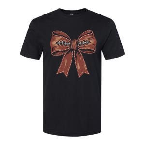 Coquette Bow Pumpkin American Football Autumn Thanksgiving Softstyle CVC T-Shirt