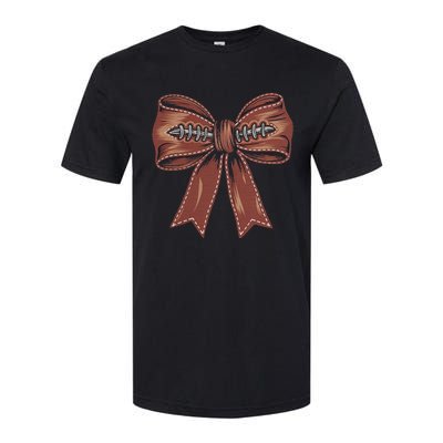 Coquette Bow Pumpkin American Football Autumn Thanksgiving Softstyle® CVC T-Shirt