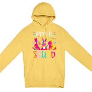 Cute Bunnies Pre K Teacher Squad Easter Day Tie Dye Premium Pullover Hoodie