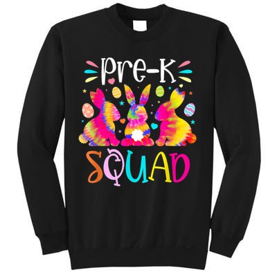 Cute Bunnies Pre K Teacher Squad Easter Day Tie Dye Sweatshirt