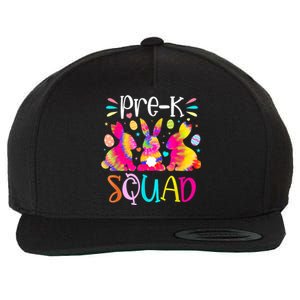 Cute Bunnies Pre K Teacher Squad Easter Day Tie Dye Wool Snapback Cap