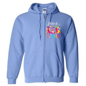 Cute Bunnies Pre K Teacher Squad Easter Day Tie Dye Full Zip Hoodie