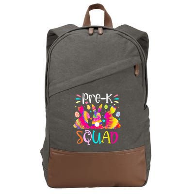 Cute Bunnies Pre K Teacher Squad Easter Day Tie Dye Cotton Canvas Backpack