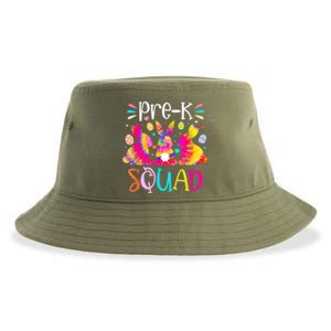 Cute Bunnies Pre K Teacher Squad Easter Day Tie Dye Sustainable Bucket Hat