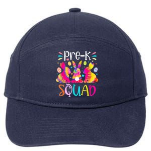 Cute Bunnies Pre K Teacher Squad Easter Day Tie Dye 7-Panel Snapback Hat