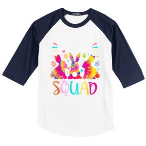 Cute Bunnies Pre K Teacher Squad Easter Day Tie Dye Baseball Sleeve Shirt