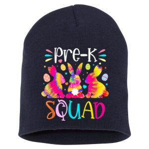 Cute Bunnies Pre K Teacher Squad Easter Day Tie Dye Short Acrylic Beanie