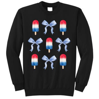 Coquette Bow Preppy 4th Of July Popsicle Bow Girl Women Sweatshirt