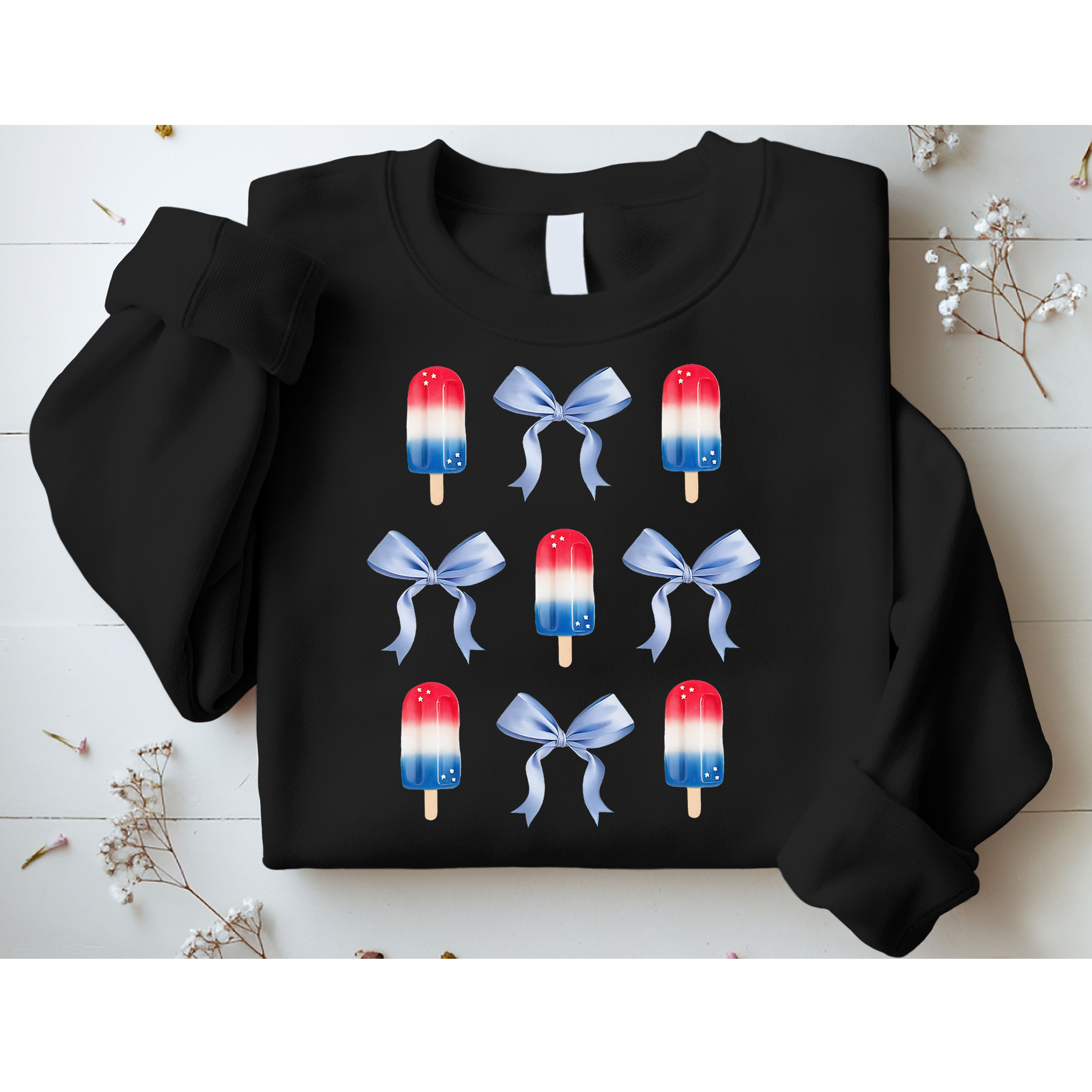 Coquette Bow Preppy 4th Of July Popsicle Bow Girl Women Sweatshirt