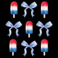 Coquette Bow Preppy 4th Of July Popsicle Bow Girl Women V-Neck T-Shirt
