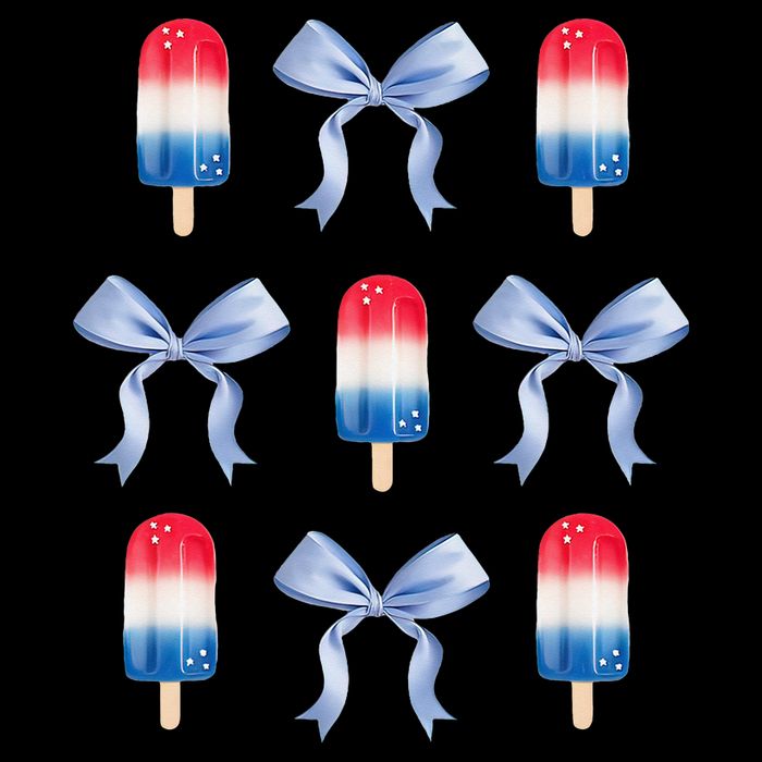 Coquette Bow Preppy 4th Of July Popsicle Bow Girl Women V-Neck T-Shirt