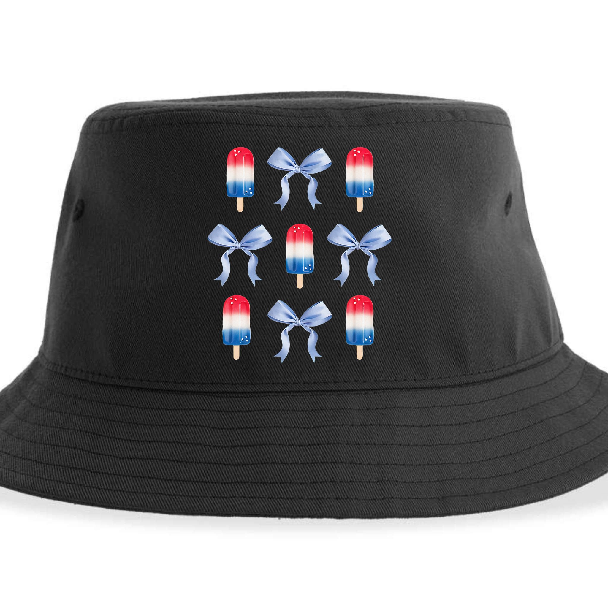 Coquette Bow Preppy 4th Of July Popsicle Bow Girl Women Sustainable Bucket Hat