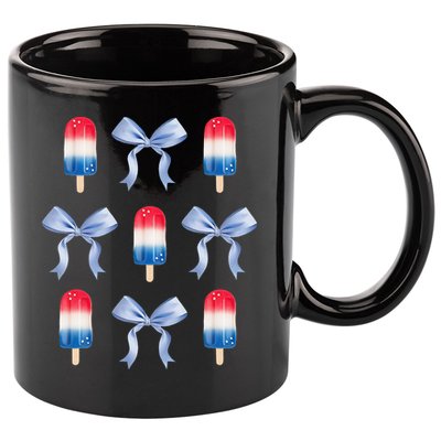 Coquette Bow Preppy 4th Of July Popsicle Bow Girl Women 11oz C Handle Ceramic Mug