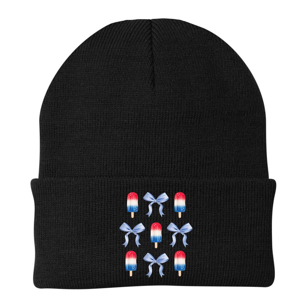 Coquette Bow Preppy 4th Of July Popsicle Bow Girl Women Beanie