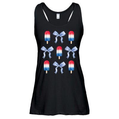 Coquette Bow Preppy 4th Of July Popsicle Bow Girl Women Ladies Essential Flowy Tank