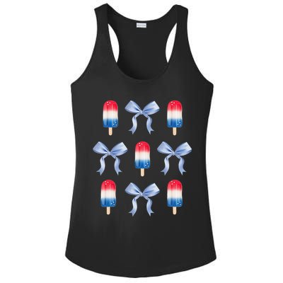 Coquette Bow Preppy 4th Of July Popsicle Bow Girl Women Ladies PosiCharge Competitor Racerback Tank