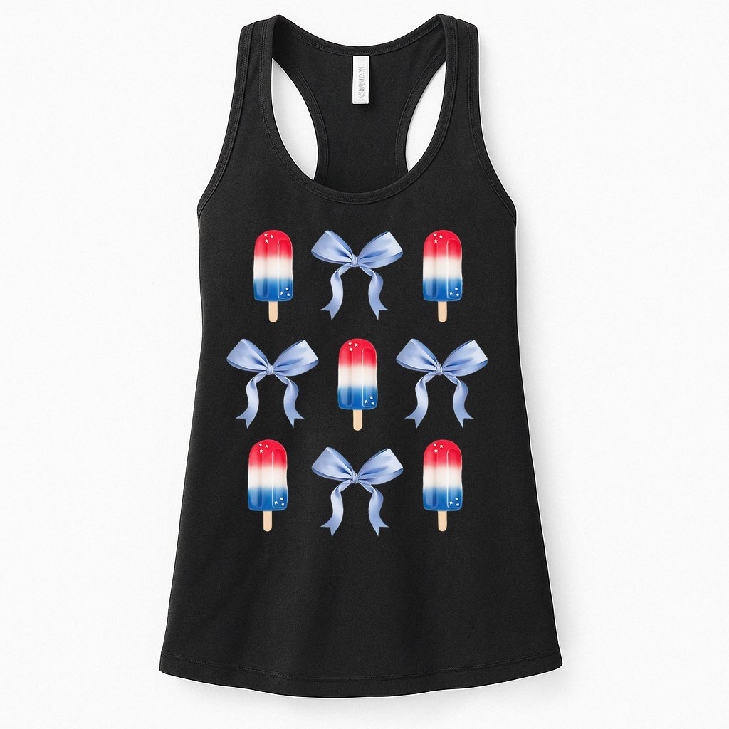 Coquette Bow Preppy 4th Of July Popsicle Bow Girl Women Womens Tank Top