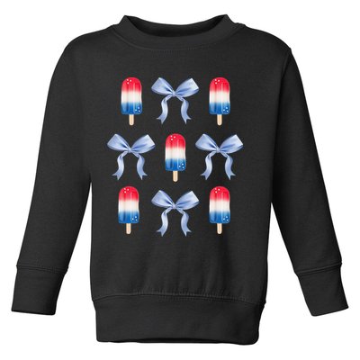 Coquette Bow Preppy 4th Of July Popsicle Bow Girl Women Toddler Sweatshirt