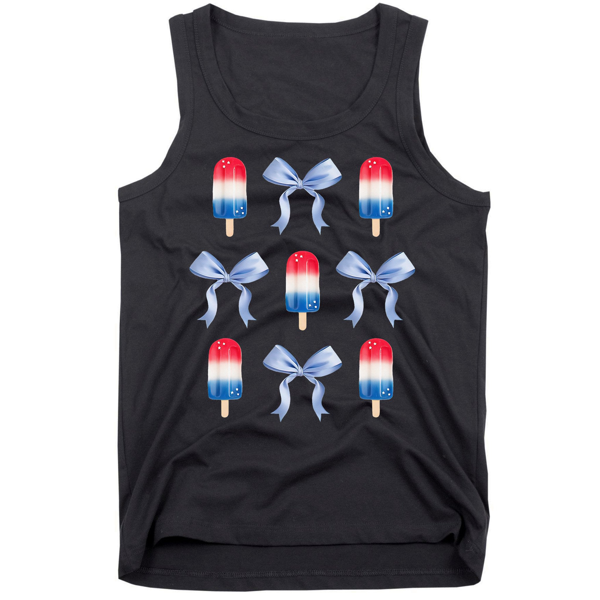 Coquette Bow Preppy 4th Of July Popsicle Bow Girl Women Tank Top