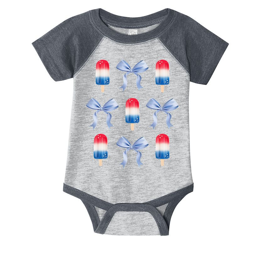 Coquette Bow Preppy 4th Of July Popsicle Bow Girl Women Infant Baby Jersey Bodysuit
