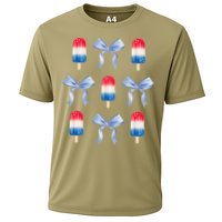 Coquette Bow Preppy 4th Of July Popsicle Bow Girl Women Cooling Performance Crew T-Shirt