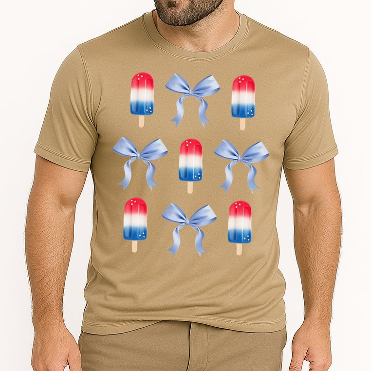 Coquette Bow Preppy 4th Of July Popsicle Bow Girl Women Cooling Performance Crew T-Shirt