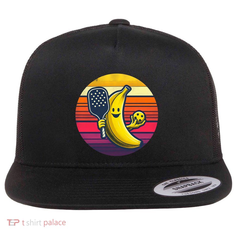 Cute Banana Playing Pickleball Funny Player Paddleball Cute Gift Flat Bill Trucker Hat