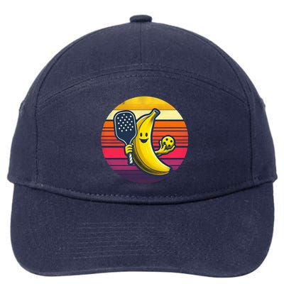 Cute Banana Playing Pickleball Funny Player Paddleball Cute Gift 7-Panel Snapback Hat