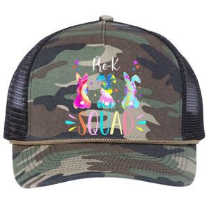 Cute Bunnies Prek Teacher Squad Easter Day Tie Dye Retro Rope Trucker Hat Cap