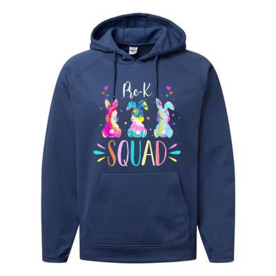 Cute Bunnies Prek Teacher Squad Easter Day Tie Dye Performance Fleece Hoodie