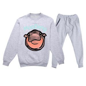 Cute Baby Pygmy Hippo Moodeng Premium Crewneck Sweatsuit Set