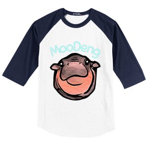 Cute Baby Pygmy Hippo Moodeng Baseball Sleeve Shirt