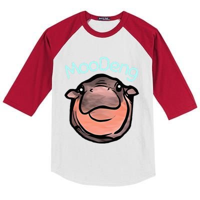 Cute Baby Pygmy Hippo Moodeng Kids Colorblock Raglan Jersey