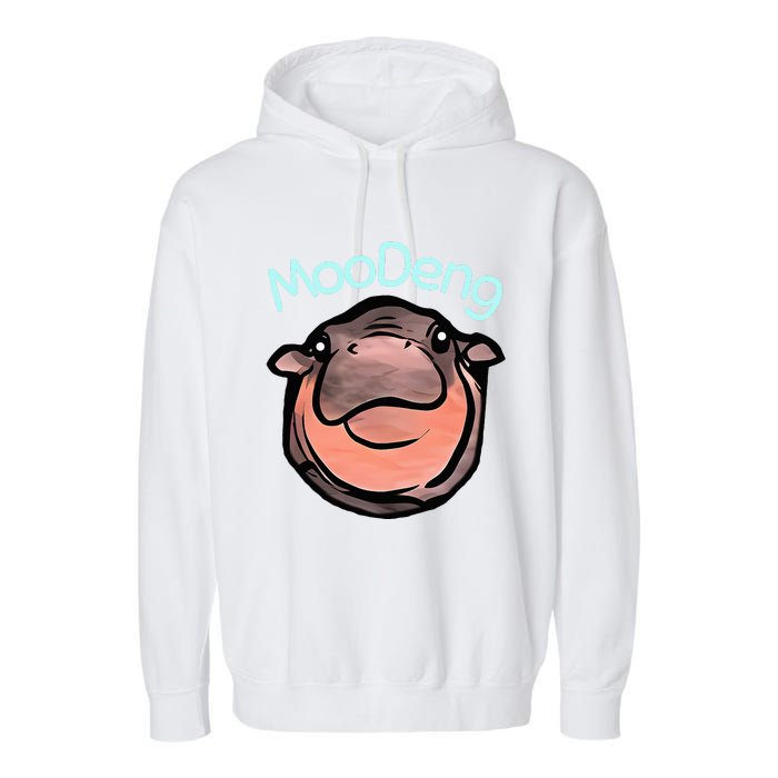 Cute Baby Pygmy Hippo Moodeng Garment-Dyed Fleece Hoodie