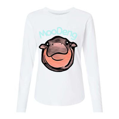 Cute Baby Pygmy Hippo Moodeng Womens Cotton Relaxed Long Sleeve T-Shirt