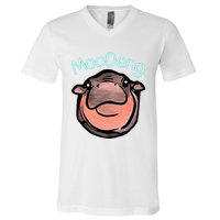 Cute Baby Pygmy Hippo Moodeng V-Neck T-Shirt